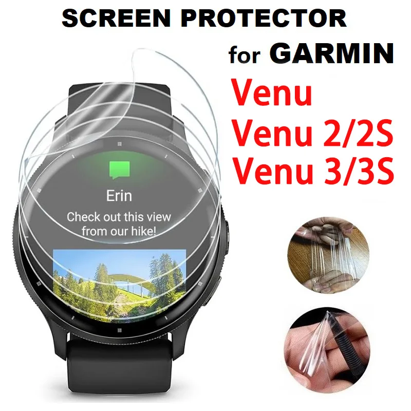 Película de hidrogel para Garmin Venu 3 3s 2 2s, película protectora suave de TPU, Protector de pantalla antiarañazos para Garmin Venu2 Venu3, no de vidrio