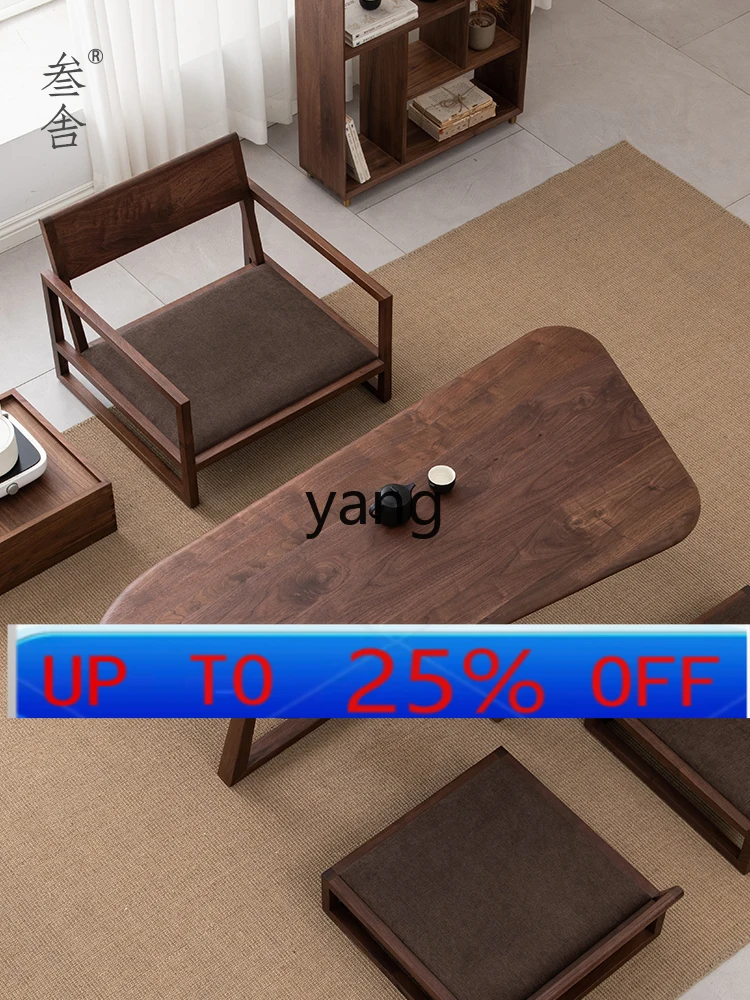 Lhh zen tea table black walnut solid wood tatami short kang table special-shaped modern simple small tea table