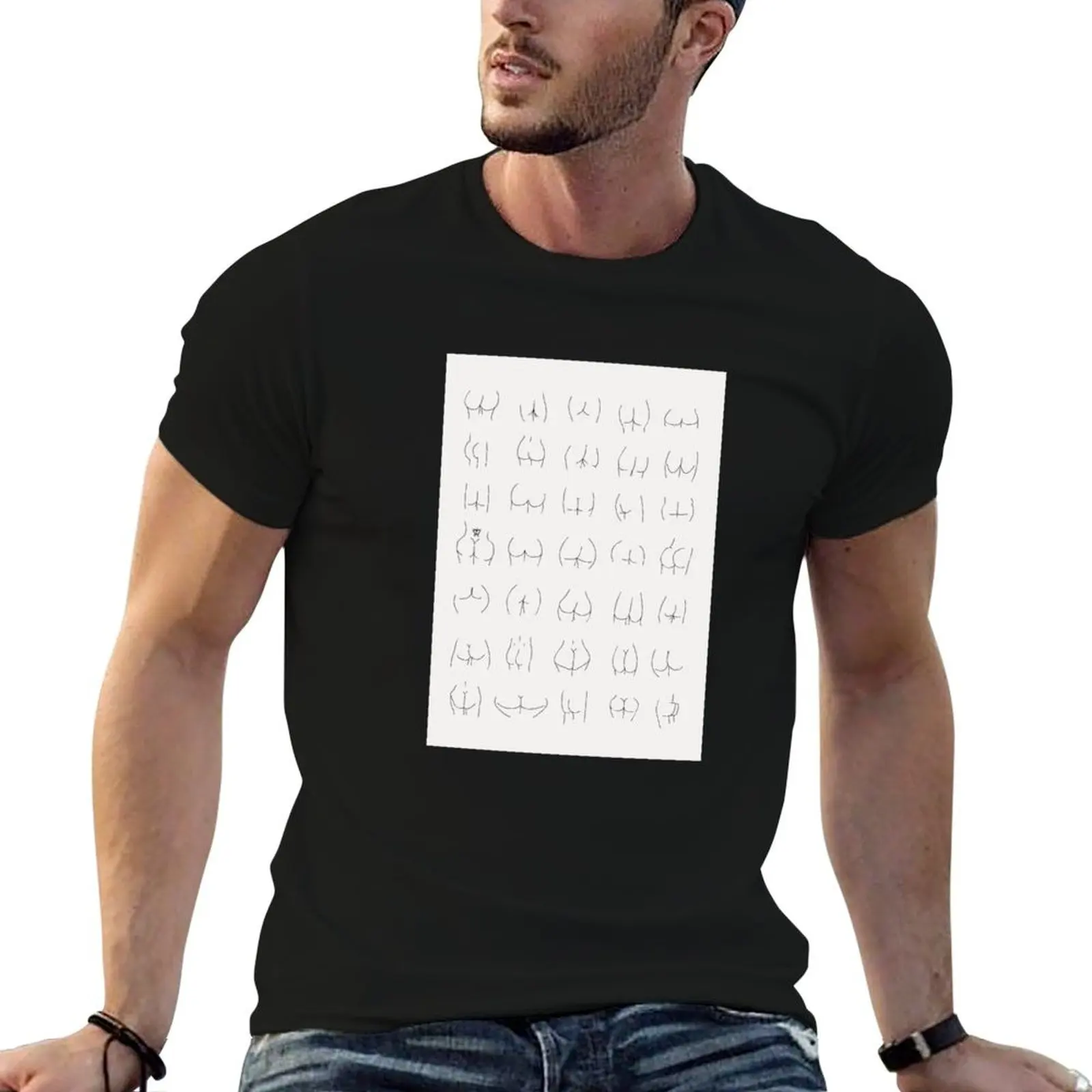 Camisetas divertidas con estampado de traseros - Tipos de traseros - Formas y tamaños de traseros - Camisetas de algodón 100% - Camisetas de anime - Camisetas oversize