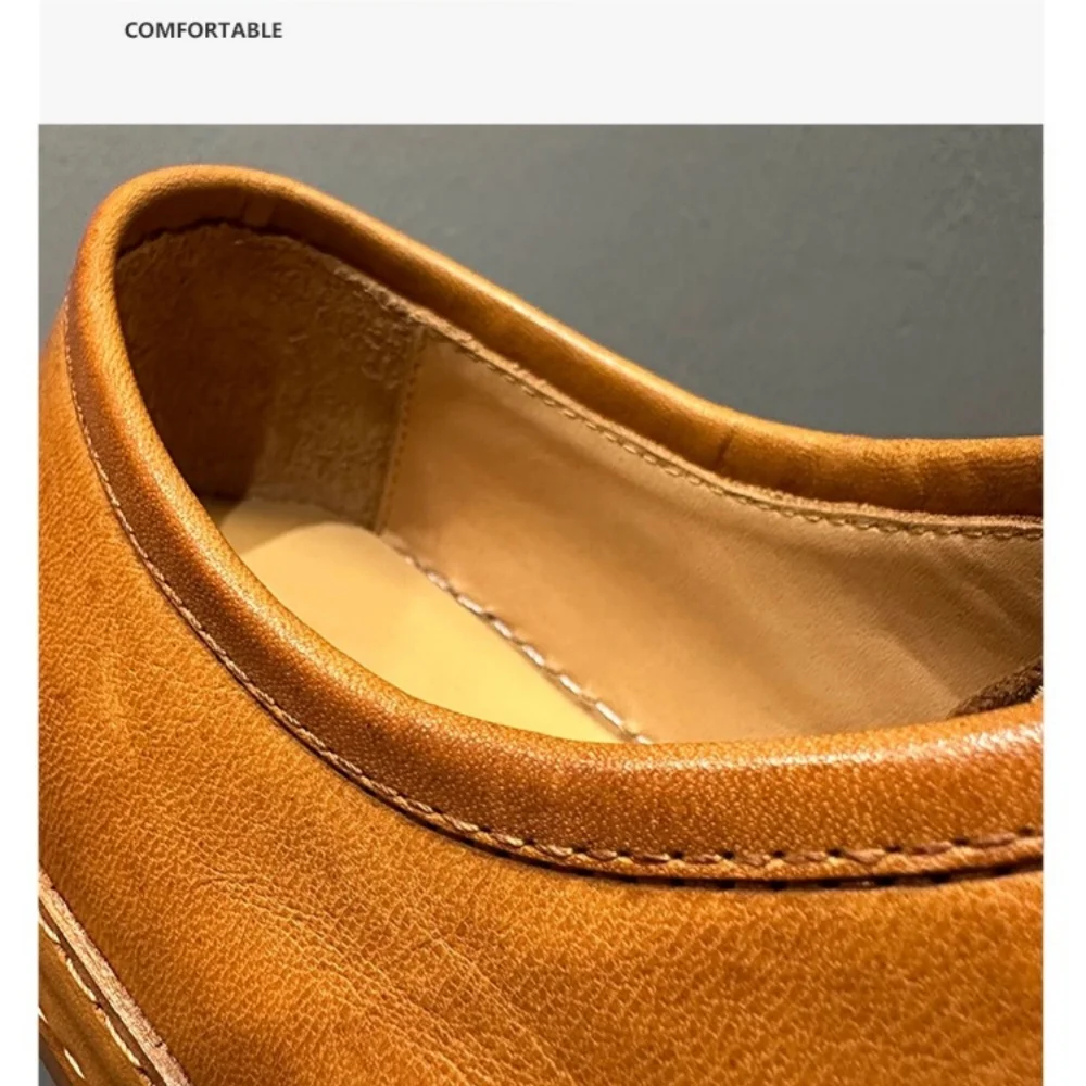 أحذية رياضية صيفية للرجال من الجلد قابلة للتنفس، أحذية كاجوال خفيفة الوزن على الطراز البريطاني