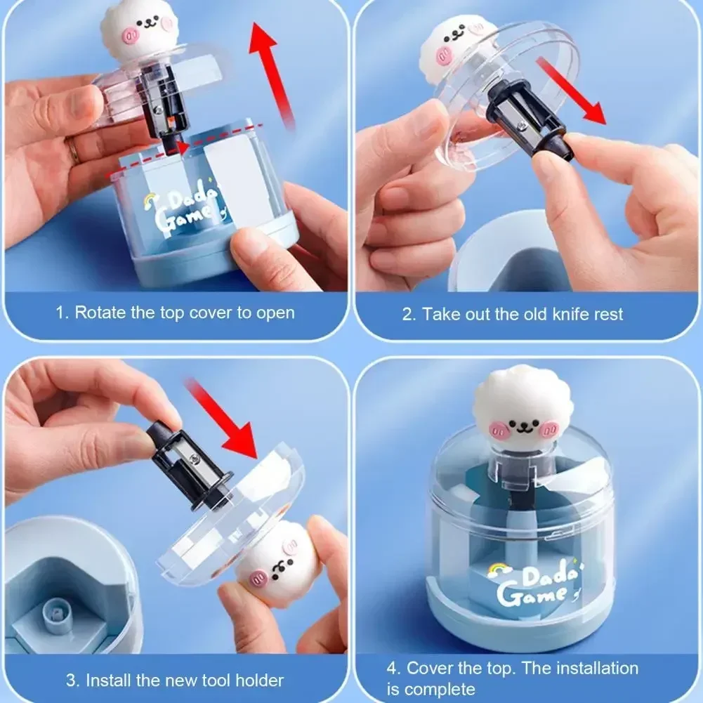 1pc Electric Sharpener Full-automatic Sharp Blade Detachable Hob Pencil Cutter Non-slip Bottom Pencil Sharpener School Supply