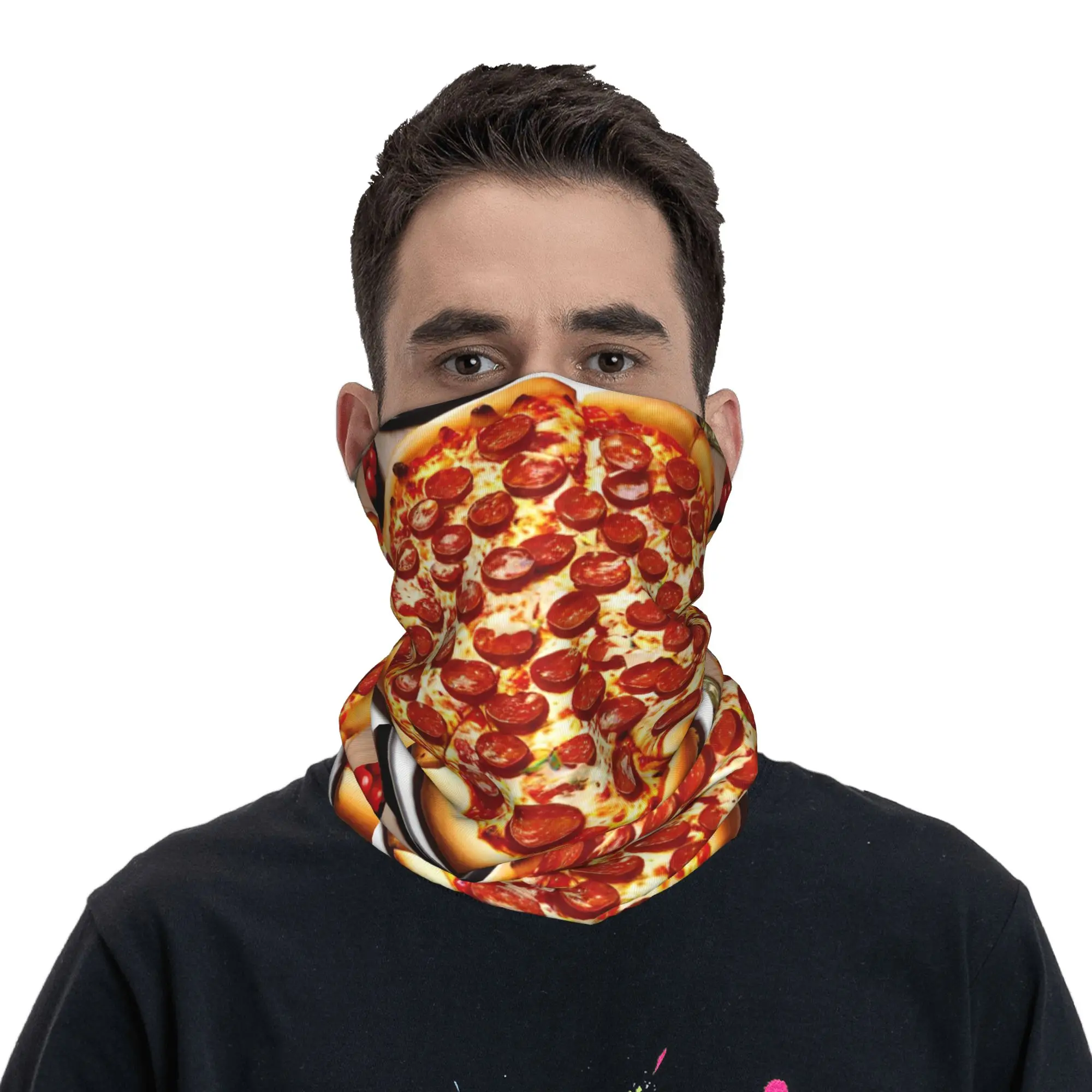 

Pizza Pepperoni Slice Print Design Bandana Neck Cover Printed Wrap Scarf Cycling Scarf Running Unisex Adult Washable