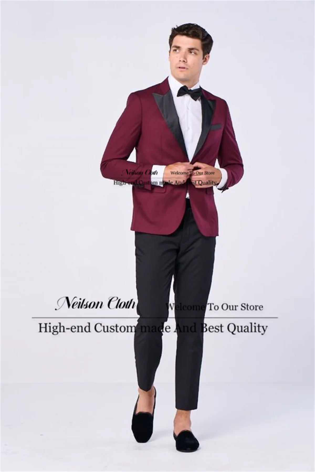 Formale burgund männliche Abschluss ball Blazer 2 Stück Jacke Hosen Sets Bräutigam Hochzeit Smoking Peaked Revers Slim Fit Terno Masculino