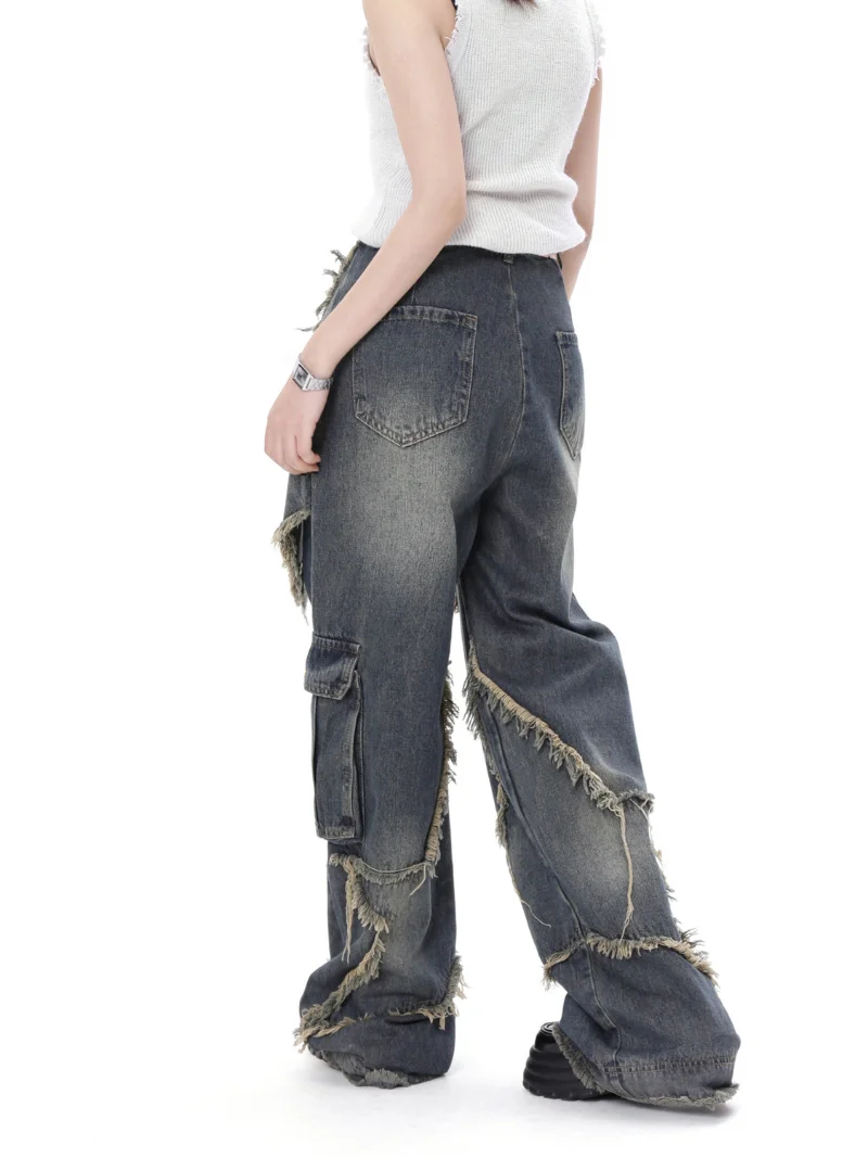 Casual Ster Kwast Broek Amerikaanse Stijl Retro High Street Jeans Dames Lente Zomer Nieuwe Losse Wijde Pijpen Trendy Punk