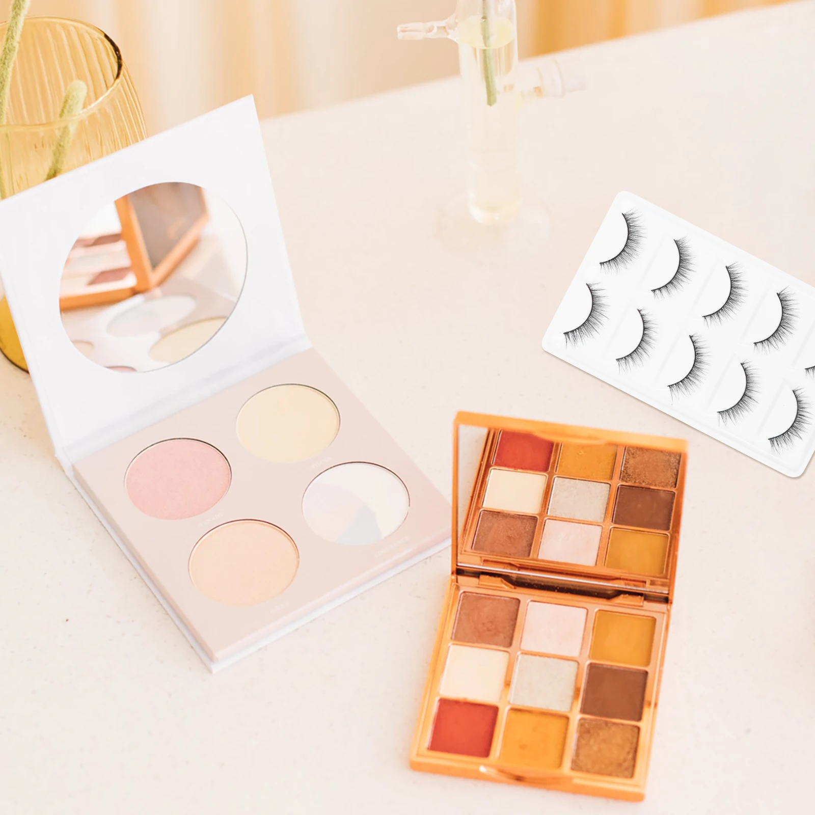 

5Pairs Fake Eyelash Natural Look Manmade Fiber Makeup Eyelashes for Daily Party Wedding Photo Shoot Dense Curly Extension