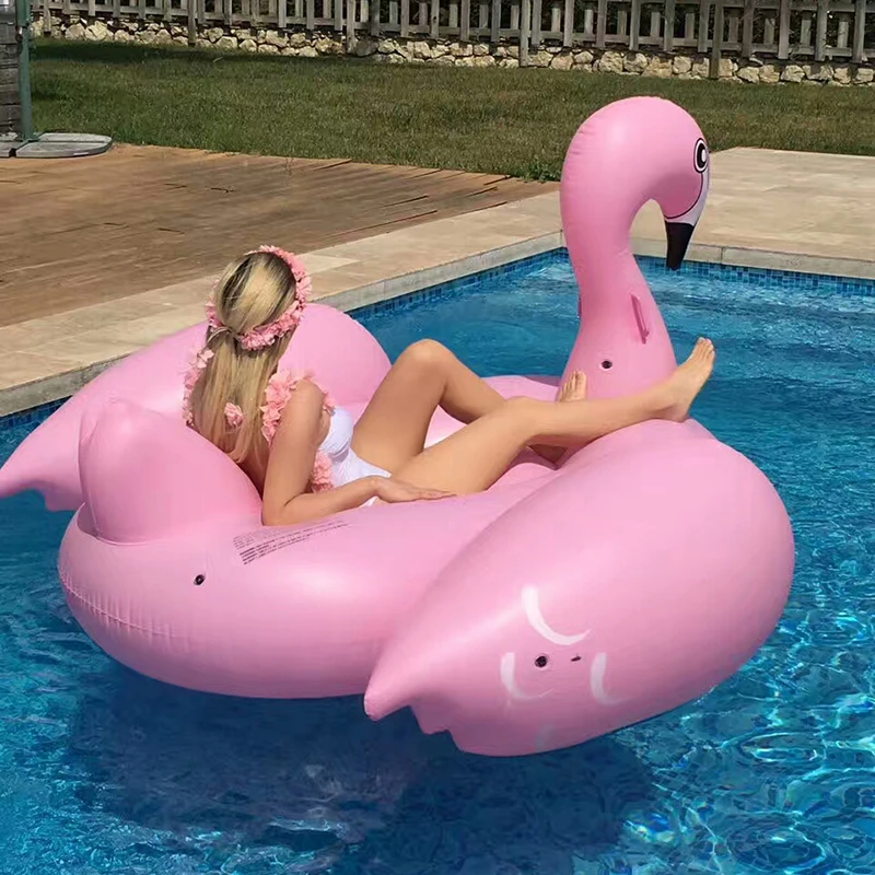 60 Inch Giant Inflatable Flamingo Pool Float Pink Ride-On Swimming Ring Adults Children Water Holiday Party Toys Piscina
