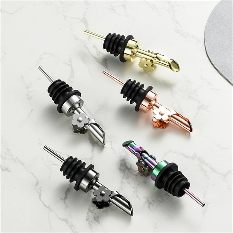 Stainless Steel Wine Pourer Cocktail Stopper Auto Opening Closing Cap Champagne Dispenser Oil Bottle Spout Bartender Bar Tool