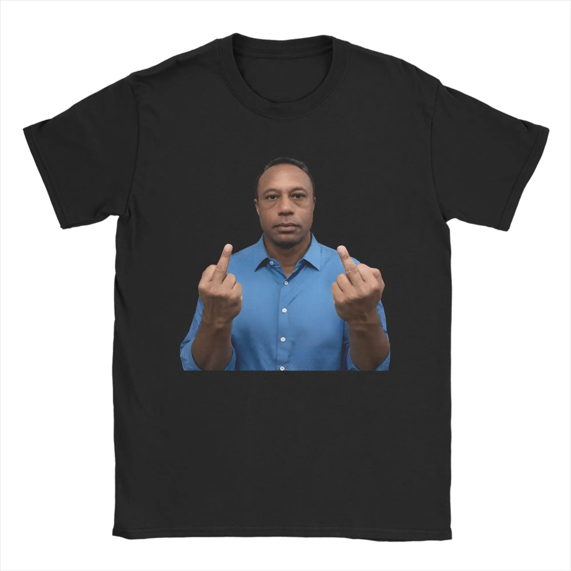 Tiger Woods Meme T-Shirt Middle Finger  Fashion T Shirts Short Sleeves Y2K Funny Tshirt Beach Cotton Oversized Tees