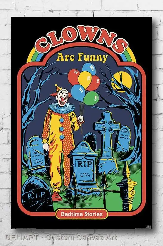 

CLOWNS ARE FUNNY - STEVEN RHODES Canvas Poster Custom Size Available Room Decoration Home Decor Wall Art