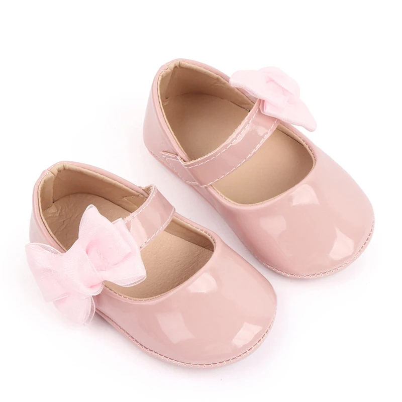 Brand Infant Girls Crib Shoes Fashion Flower Bows Trainers Baby Item Newborn Soft Rubber Sole Princess Footwear Doll Shoes Gifts