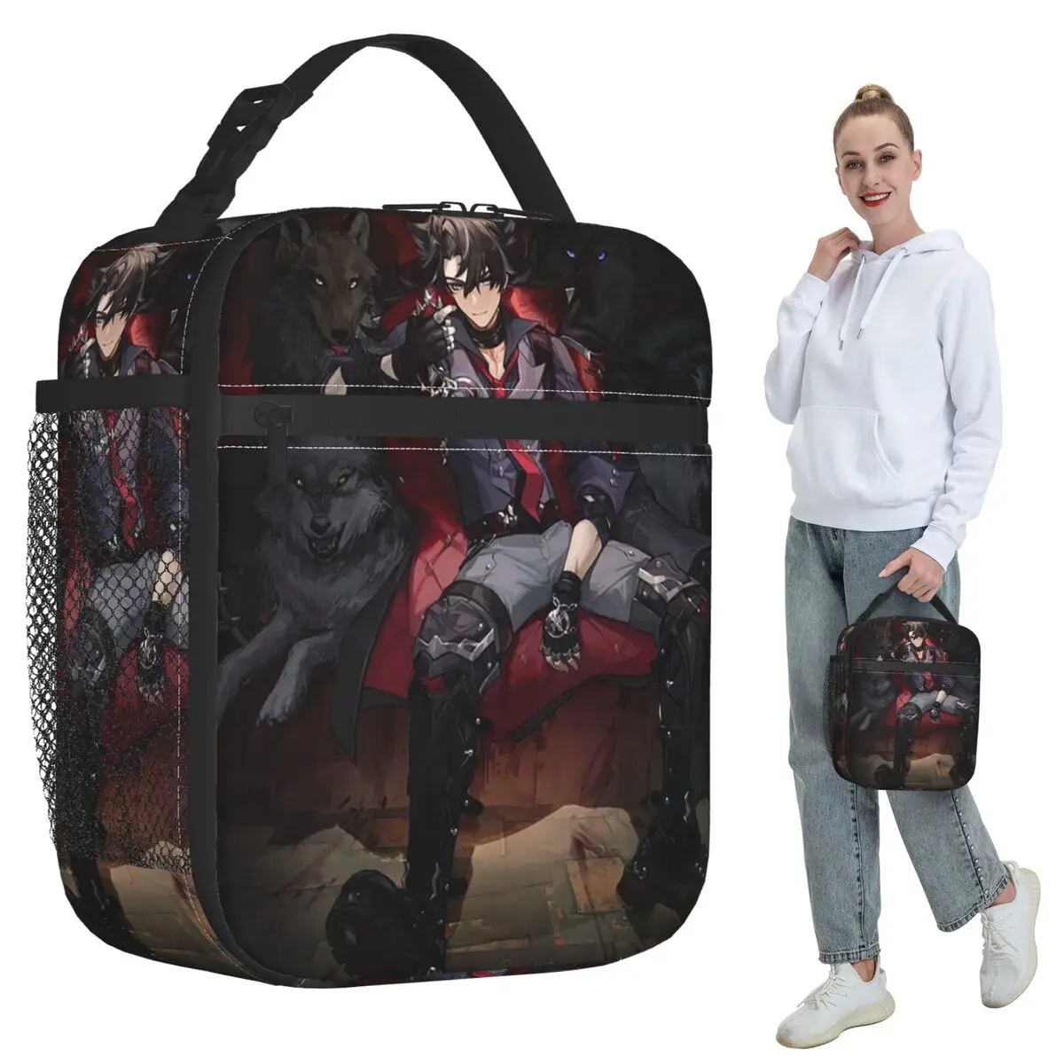 Genshin Impact Wriothesley Risley Insulated Lunch Bag for Kids School Cooler Thermal Food Box Tote Lunch Boxes Container