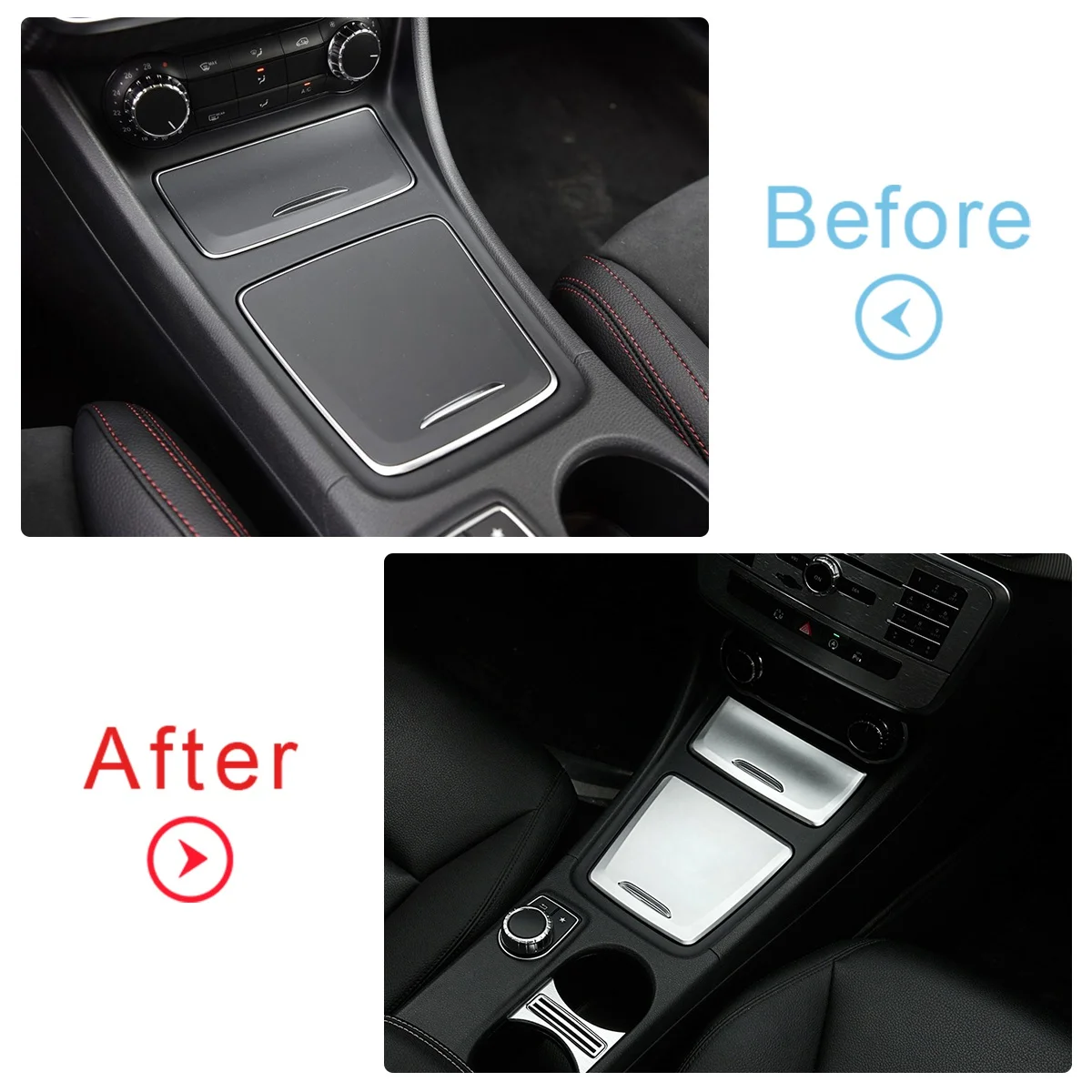 

L39A-для Mercedes Benz CLA GLA A Class W117 W176 A180 2014-2017 хромированный ABS центральный ящик для хранения панель отделка крышка пепельницы