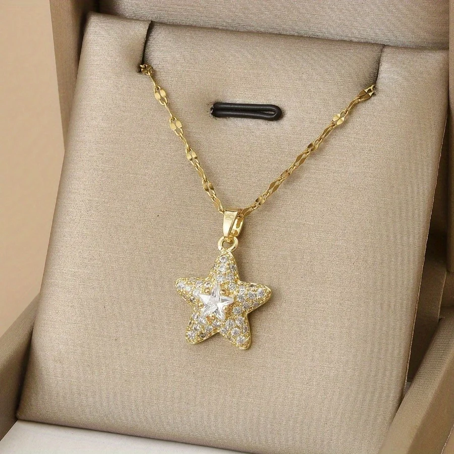 1pc Fully Rhinestoned Star Luxury Necklace for Women