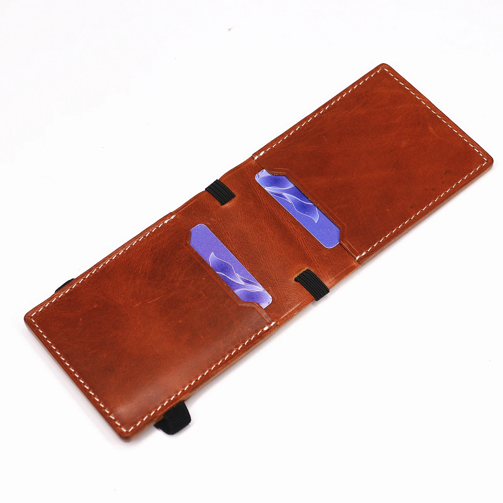 100 % echtes Leder, Geldbörse mit Magnetverschluss, schlanke Bifold-Geldbörse für Herren, Geldscheinklammer-Organizer mit Kartenhalter. – Detail 31