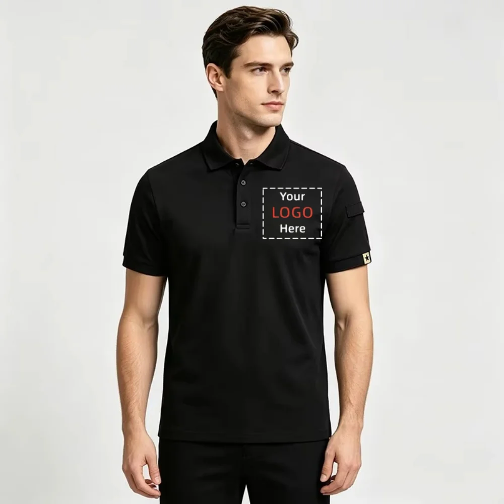 Custom Logo Men's Short Sleeve Polo Shirt DIY Your Like Photo or Logo Men Clothing Personalized Print Team Uniform