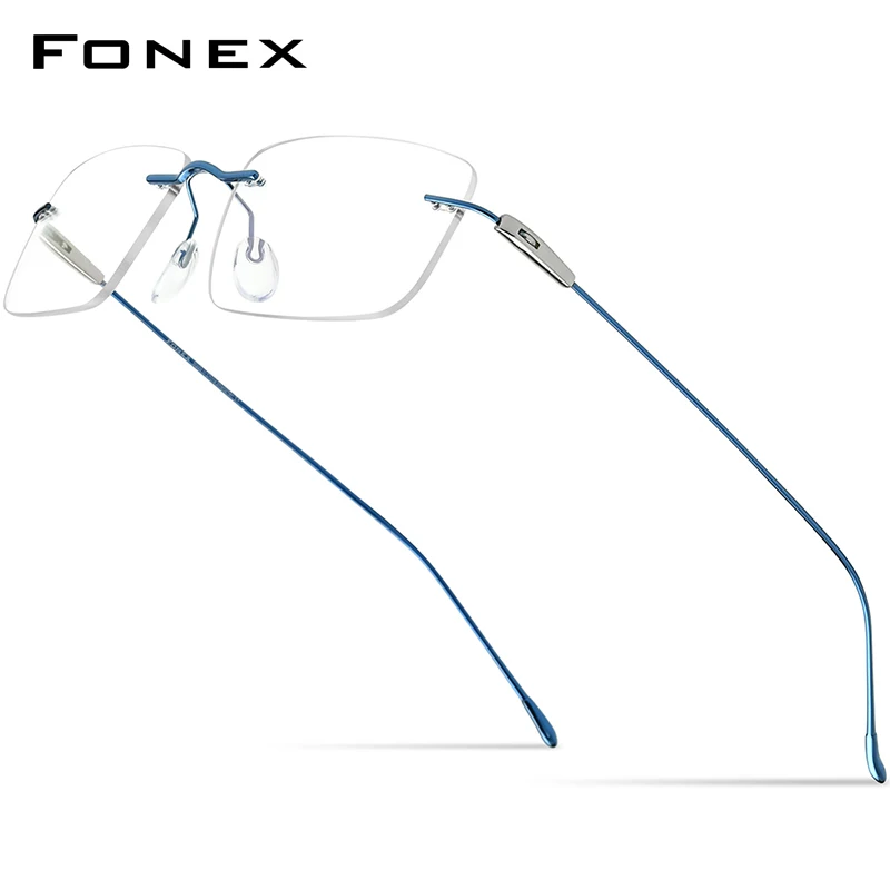 FONEX Титановая оправа для очков без оправы для мужчин 2023 квадратные оптические безрамочные очки женские оптические Безвинтовые очки F85708