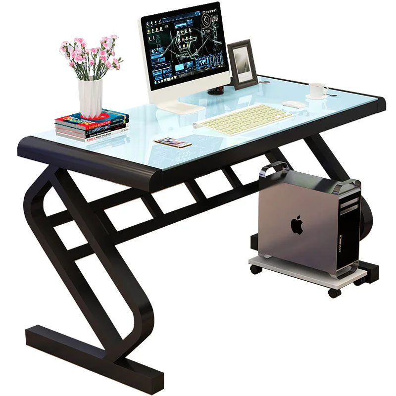 Single desktop home learning tempered glass desk computer desk office furniture design color optional