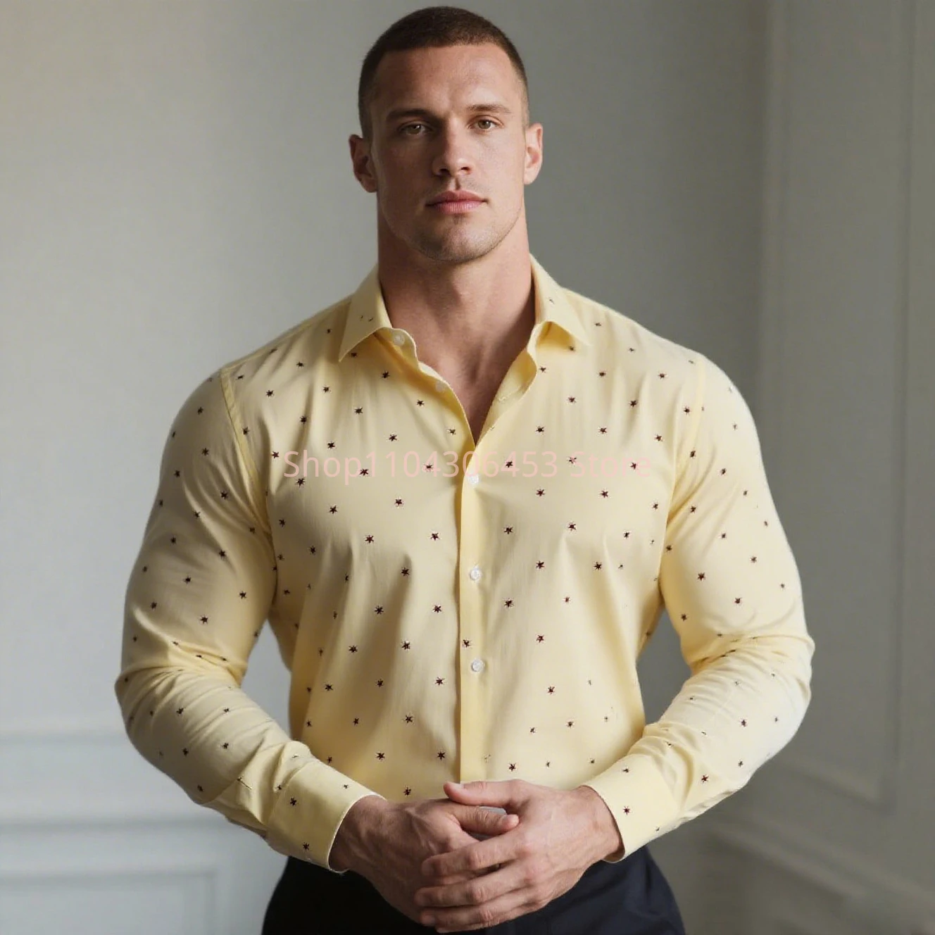 Men's Five-pointed Star Multi-color 3D Printed Shirt Hawaiian Vacation Casual Long-sleeved Lapel Shirt Business Simple Casual