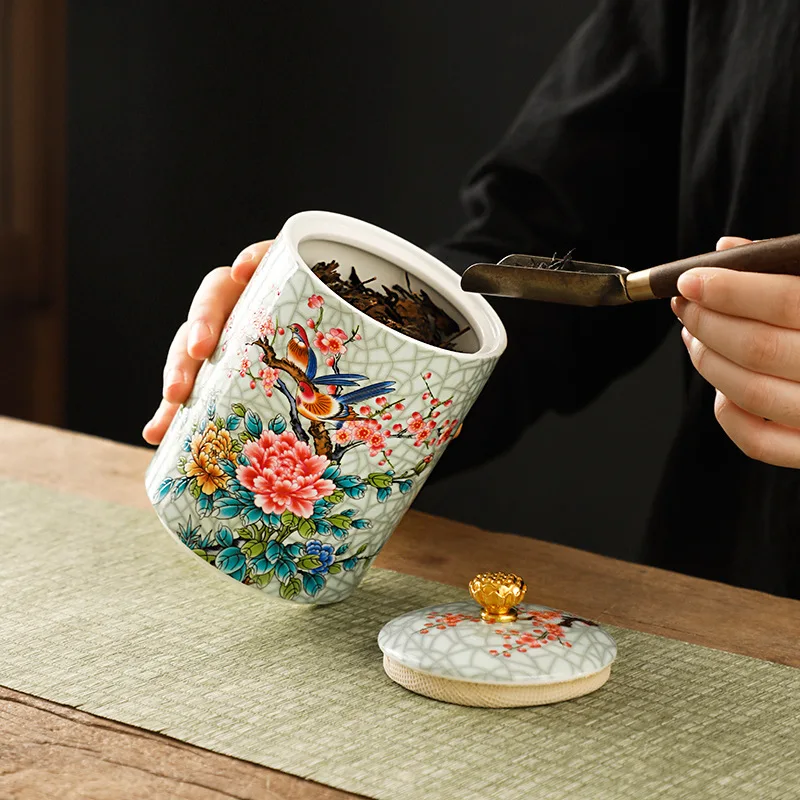 European Ceramic Storage Jar Enamel Decorative Kitchen Cereal Dispenser Coffee Table Desktop Tea Canister Living Room Candy Jars