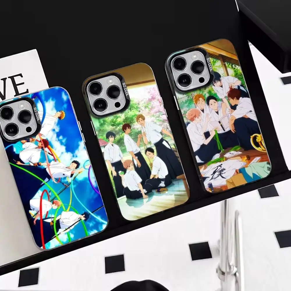 Capa de Celular T-Tsurune-M-Minato N-Narumiya para iPhone 17, 16, 15, 14, 13, 12, 11 Plus, Pro Max, XS, Capa Colorida Prata e Preta