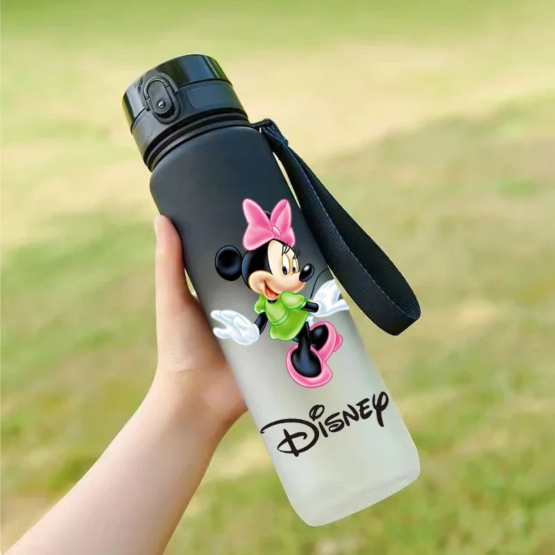 Disney minnie mouse grande capacidade esportes fosco mudança gradual água masculino e feminino estudantes chaleira de plástico copo fitness ao ar livre