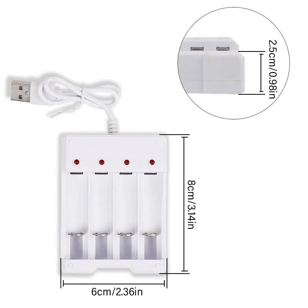 USB 4 Slots Fast Charging Battery Charger for AA /AAA Rechargeable Batteries Quick Charge