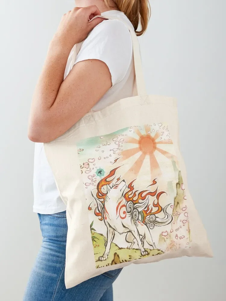 

Amaterasu (Okami) Tote Bag hand bags female bag Canvas shoulder bag woman shopping