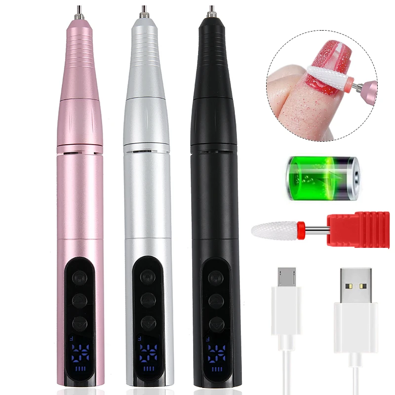 

New 35000RPM Rechargeable USB Nail Drill Machine Portable Low Noise Wireless Nail Drill Pen For Acrylic Gel Polish Nails Tool
