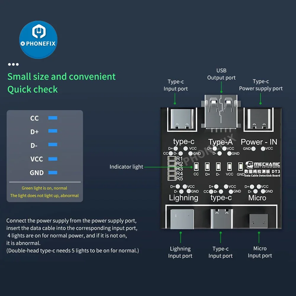 Monteur DT3 USB Datakabel Aan-uit Detectie Testbord voor Lightning Micro Type-C Data Switching Testen Detectiebord