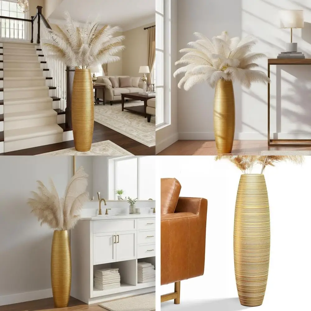 

Роскошная напольная ваза из смолы под золото, 27,5 дюймов, для декоративных веток и сухоцветов, идеально подходит для деревенских гостиных и полок