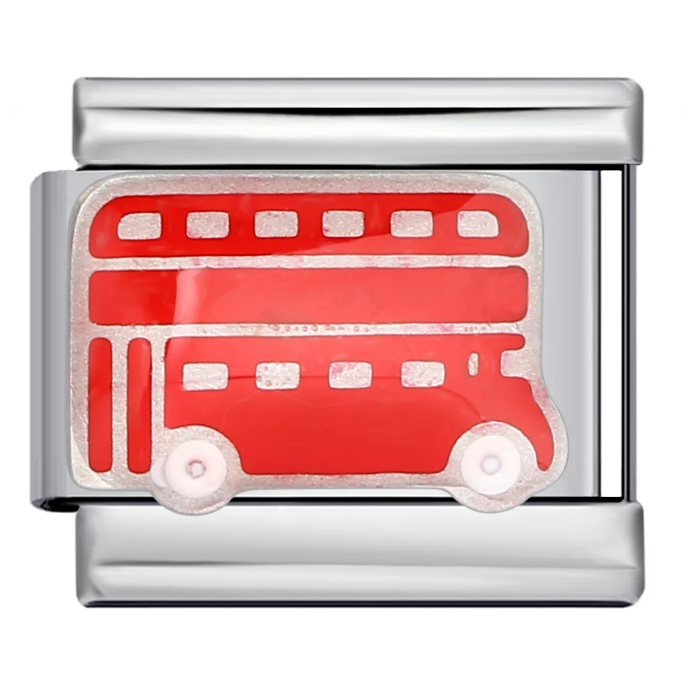 WG 1pc  Italian Module Bracelet Fire Truck Train Car Charm Links Various Transportation Module Accessories Diy Necklace