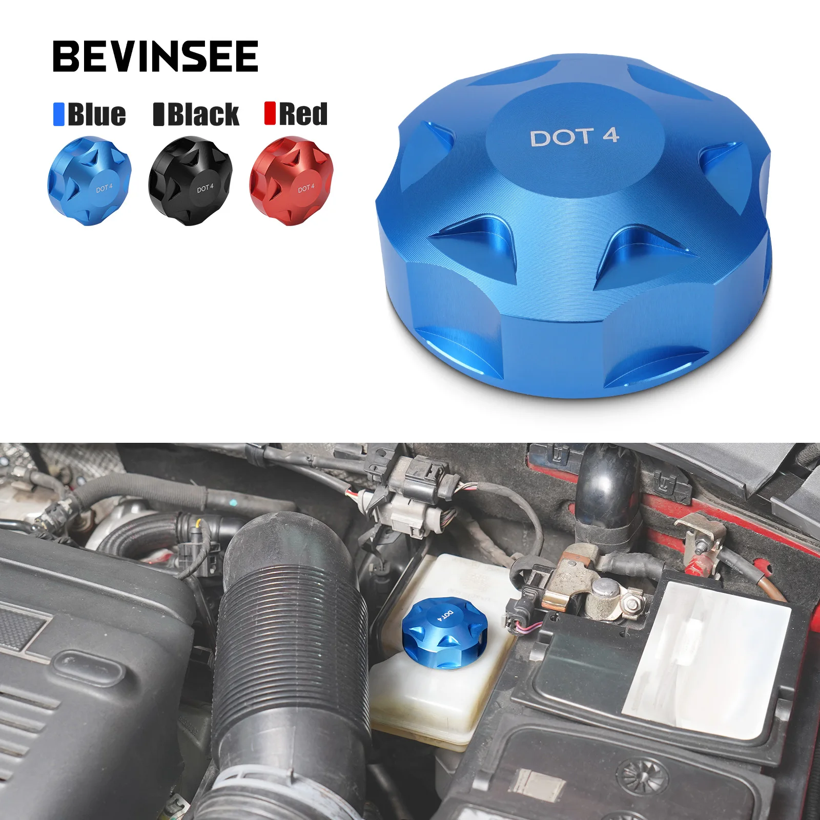 BEVINSEE Cap for Brake Expansion Tank for Audi S3 A3 A4 A5 A6 Q4 8Y 8V TT for SEAT for Cupra for Skoda Octavia for VW 5Q0611349B