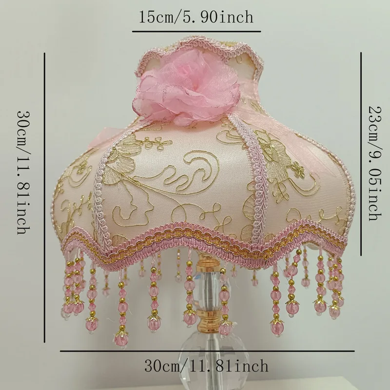 Luxury European Vintage Lampshade High‑End Cloth Art Bead Lace Lamp Cover Replacement Shade For Table/Floor Lamps Home Decor
