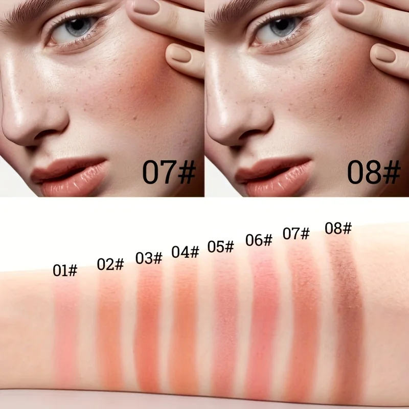 Paleta de rubor mate de 8 colores, portátil, resistente al sudor, maquillaje Natural para mejillas de larga duración, colorete apto para la piel, compacto para entusiastas del maquillaje