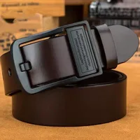New Leather Cowhide Men's Belt Fashion Metal Alloy Pin Buckle Adult Luxury Brand Jeans Business Casual Waist Male Strap Brand 2