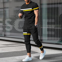 Men's T-Shirt Tracksuit 2 Piece Set Short Sleeve Sportswear Suits Fashion Men's Clothing Trousers Casual O-Neck Tops Pants Suits
