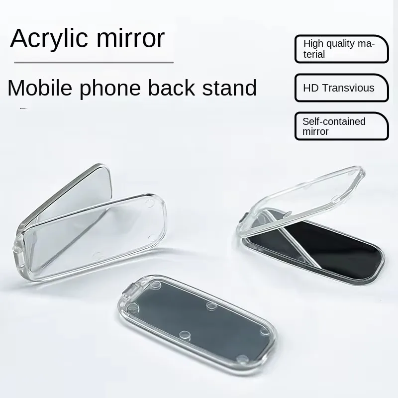 Draagbare mobiele telefoongreepstandaard met ijdelheidreflectie zelfklevende achtermontage 2-in-1 onderweg make-up kijkhulpmiddel voor dames en meisjes
