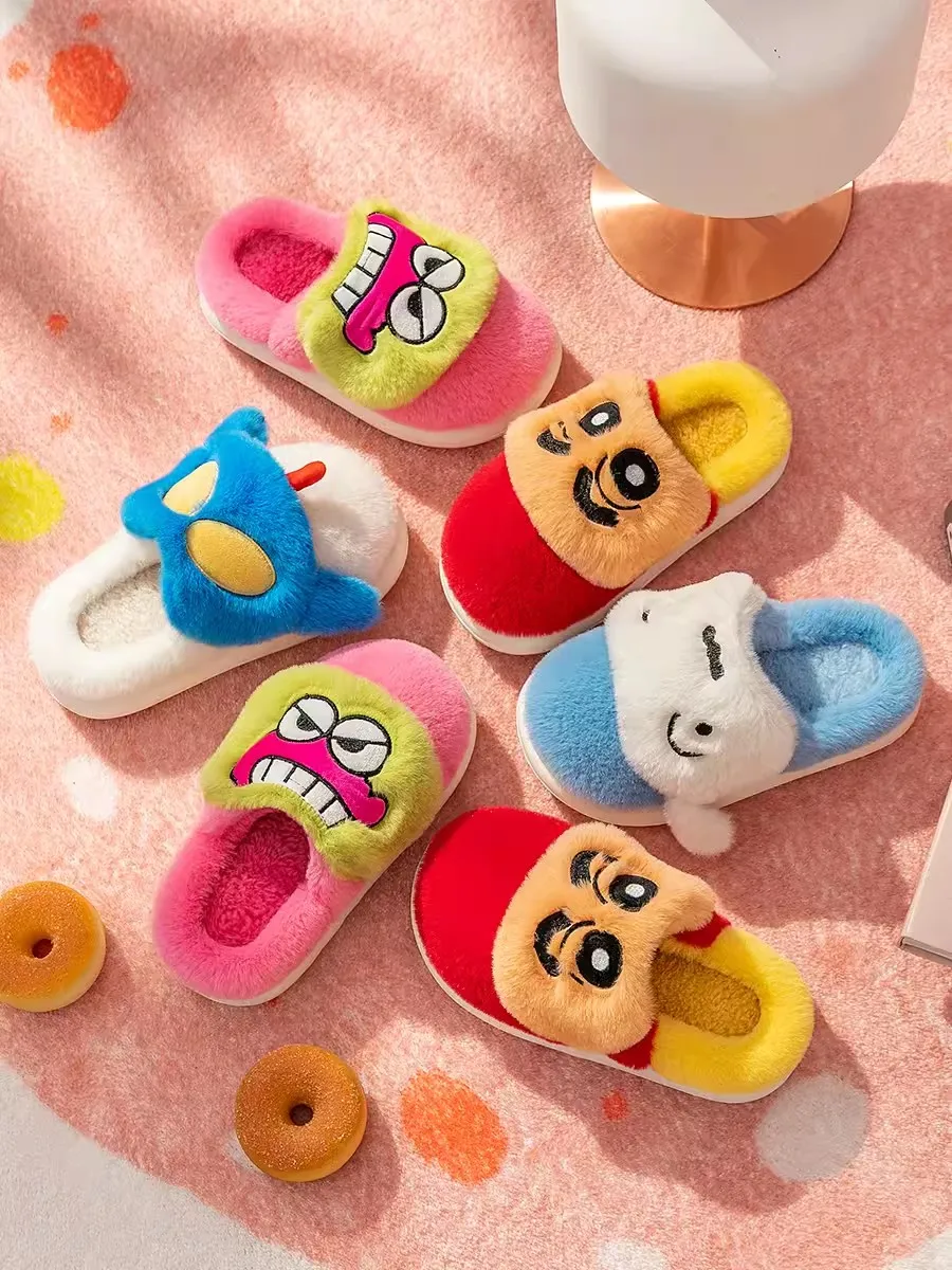 

Crayon Shin-chan Plush Slippers Cartoon Women Cute Creative Winter Warm Kawaii Thickened Home Soft Sole Outdoor Slippers Gift