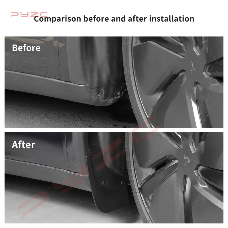 For Tesla Model Y Launch 2025 Juniper Rear Wheel Mud Flaps Splash Guards Mud Fenders Set Car Modification Car Accessories