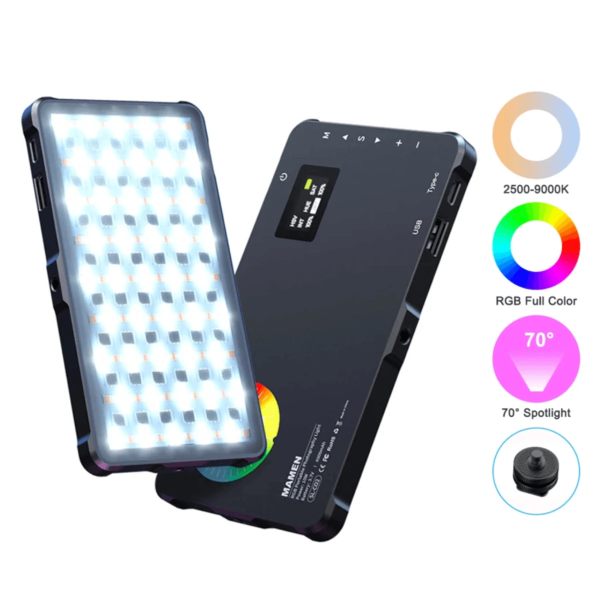 Mini LED Panel BiColor RGB Portable Illuminator with PowerBank SL-C02