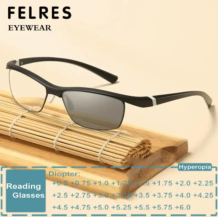 

Men Women Rectangle TR90 Photochromic Reading Glasses Single Focus Readers Prescription Glasses Color Changing Sunglasses