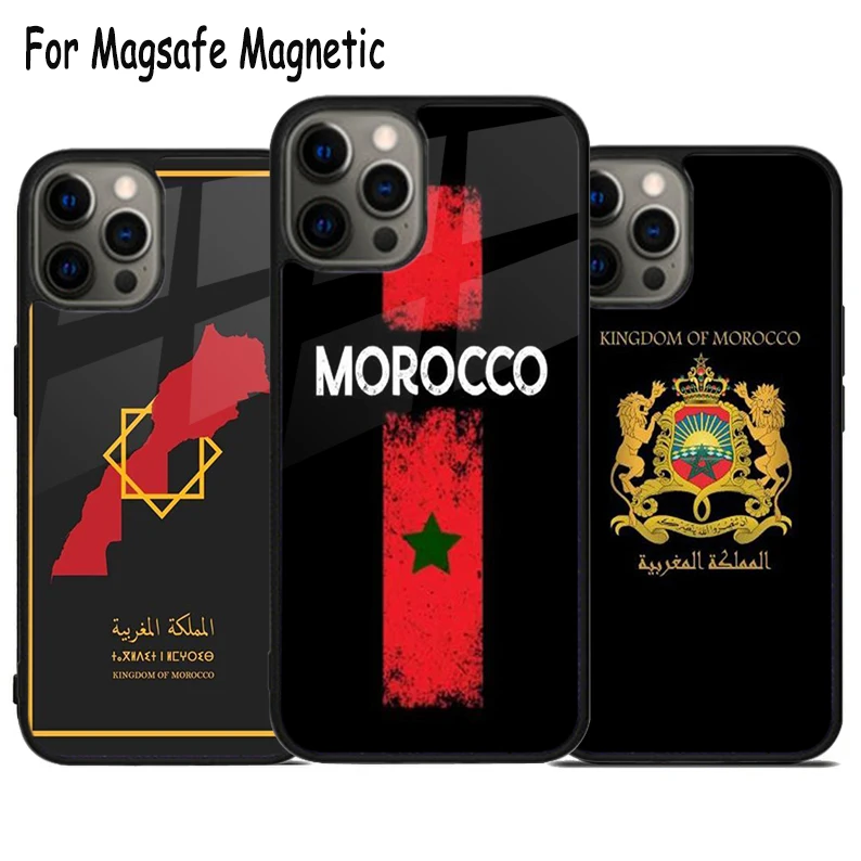 Kingdom of Morocco Moroccan Emblem Wireless Magsafe Phone Case For iPhone 15 16 14 13 11 12 Pro Max Plus Magnetic Bumper Cover