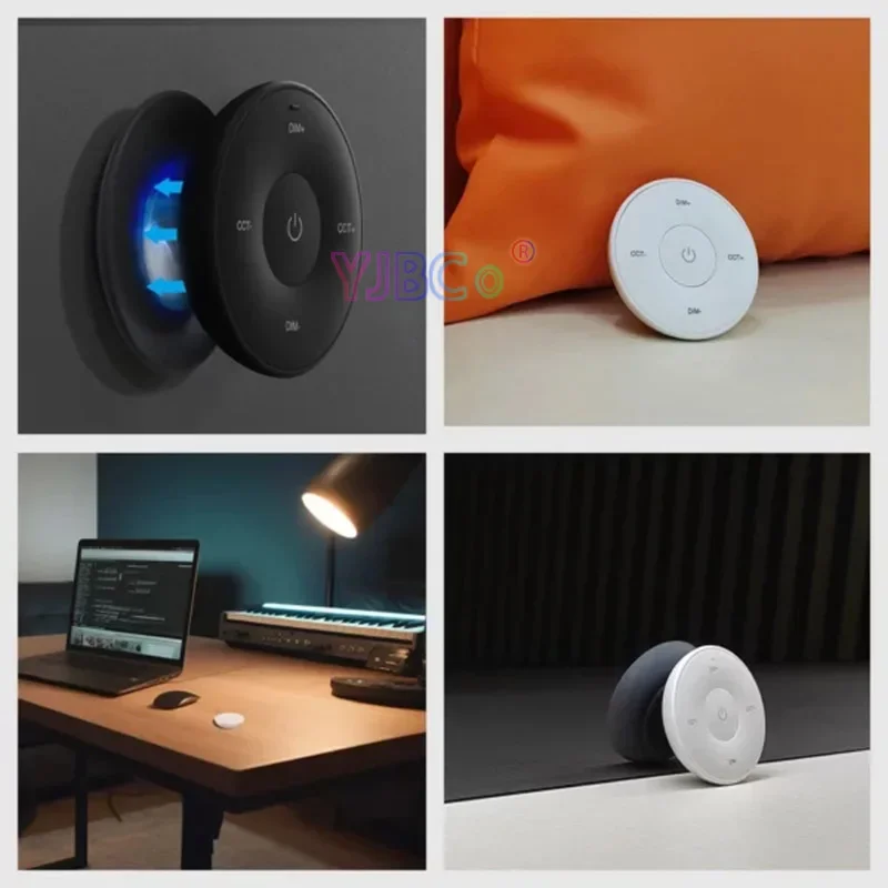 MiBoxer 2.4G Double color Round Panel Remote Control adjust CCT LED Strip tape Dimmer switch dimming light Bulb Controller