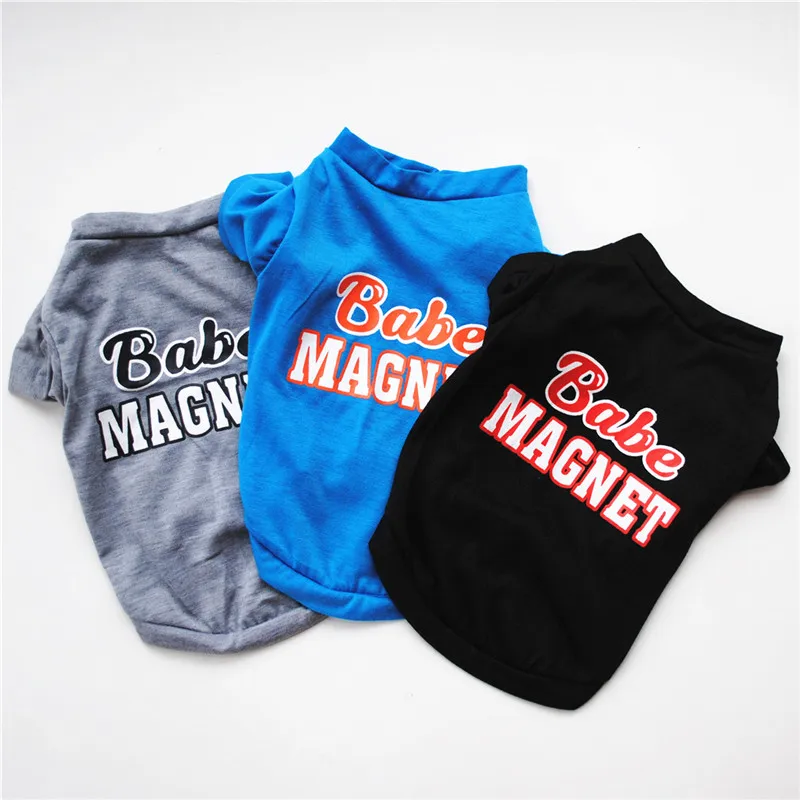 New Summer Cotton Dog Vest Letter Print Breathable Dog T-shirt for Pet Cat Costume Patchwork Wholesale Cheap Dogs Clothes