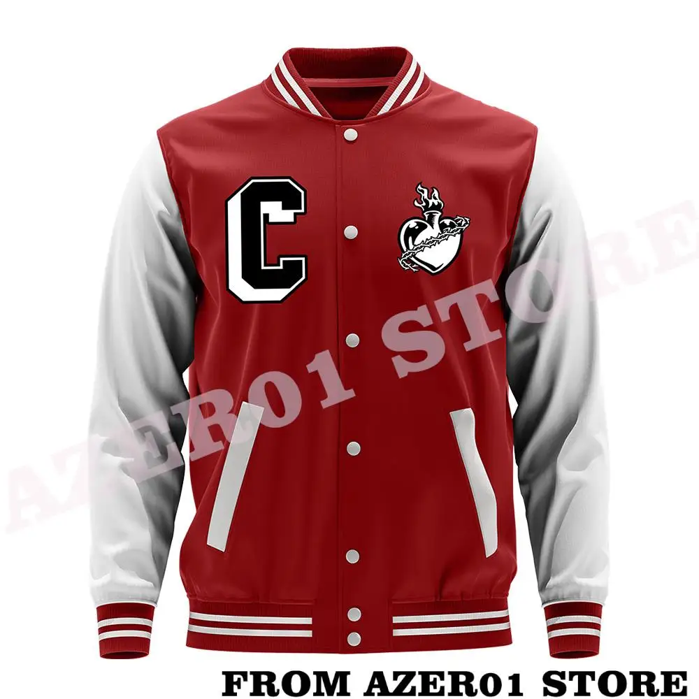 XPLR Colby Brock Red Varsity Jacket Merch Winter Hoodies Men/Women Baseball Uniform Hooded Halloween Cosplay Sweatshirt Coat