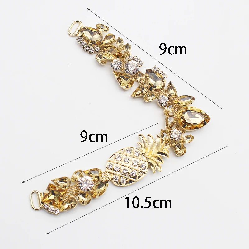 New Pineapple Alloy Women\'s Sandals Decorative Chain DIY Clothing Sewing Accessories Metal Crystal Rhinestone Connector Buckle
