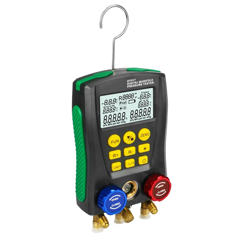 Dy517 Pressure Gauge Refrigeration Digital Vacuum Pressure Manifold Tester Meter Hvac Temperature Tester Valve Tool