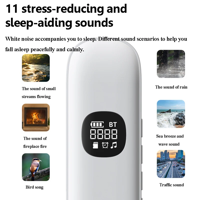 تحت وسادة العظام التوصيل سمّاعات بلوتوث الضوضاء البيضاء النوم المعونة مكبرات الصوت LED عرض TF MP3 مشغل موسيقى توقيت إيقاف