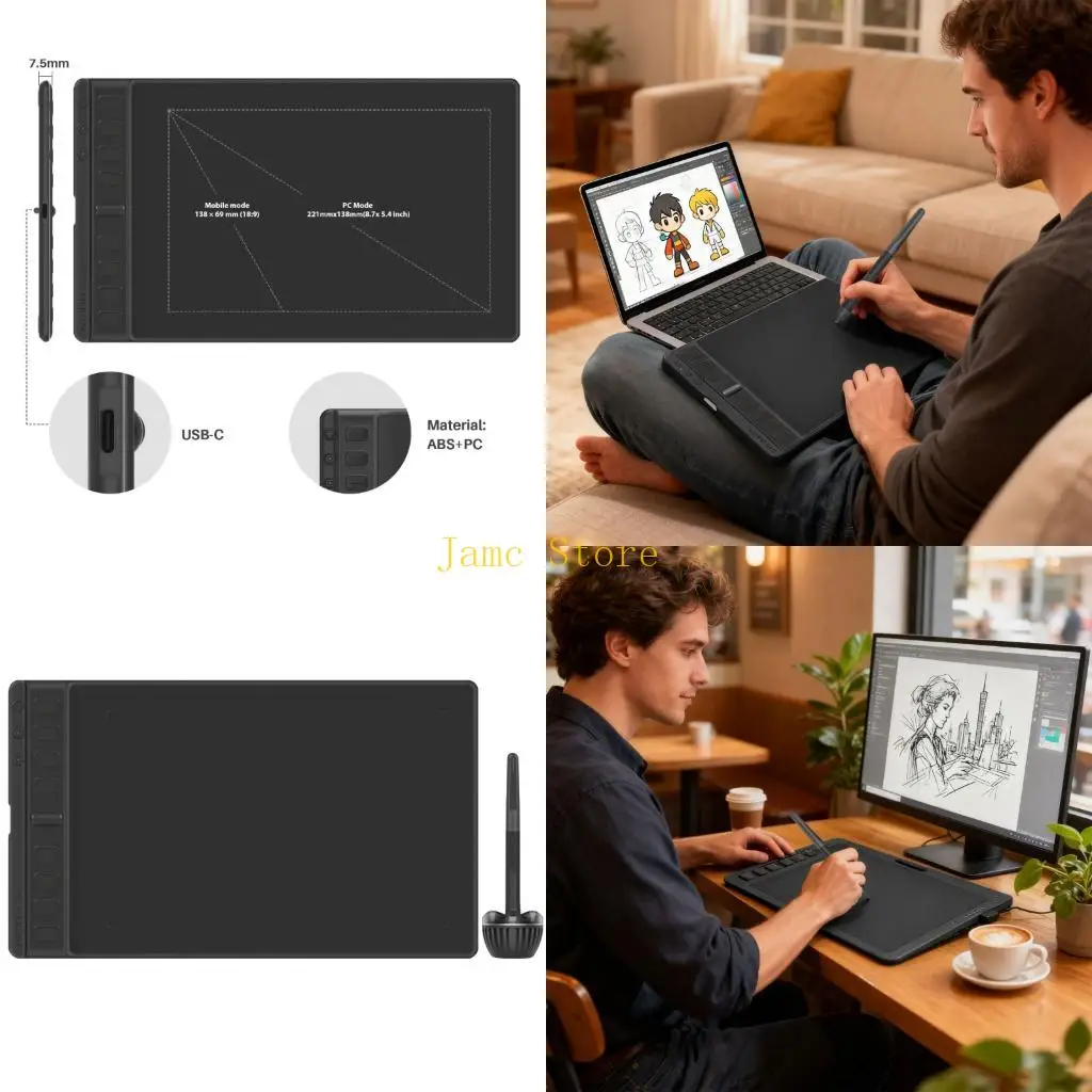 

LX0B H951P Professional Drawing Tablets With Digital Pen For PC Mobile Sketching Design