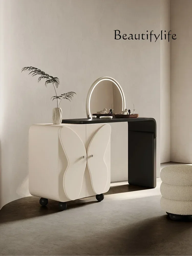 Italian Cream Style Butterfly Dresser Chest of Drawers Integrated Modern Light Luxury Bedroom Makeup Table with Mirror